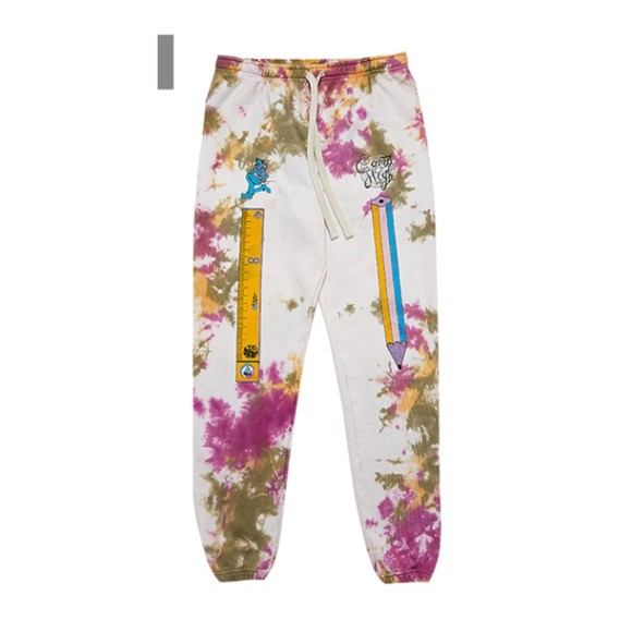 NWT Camp High NTWRK Jupiter Dye Pants Size L Pink Green White - Picture 1 of 3